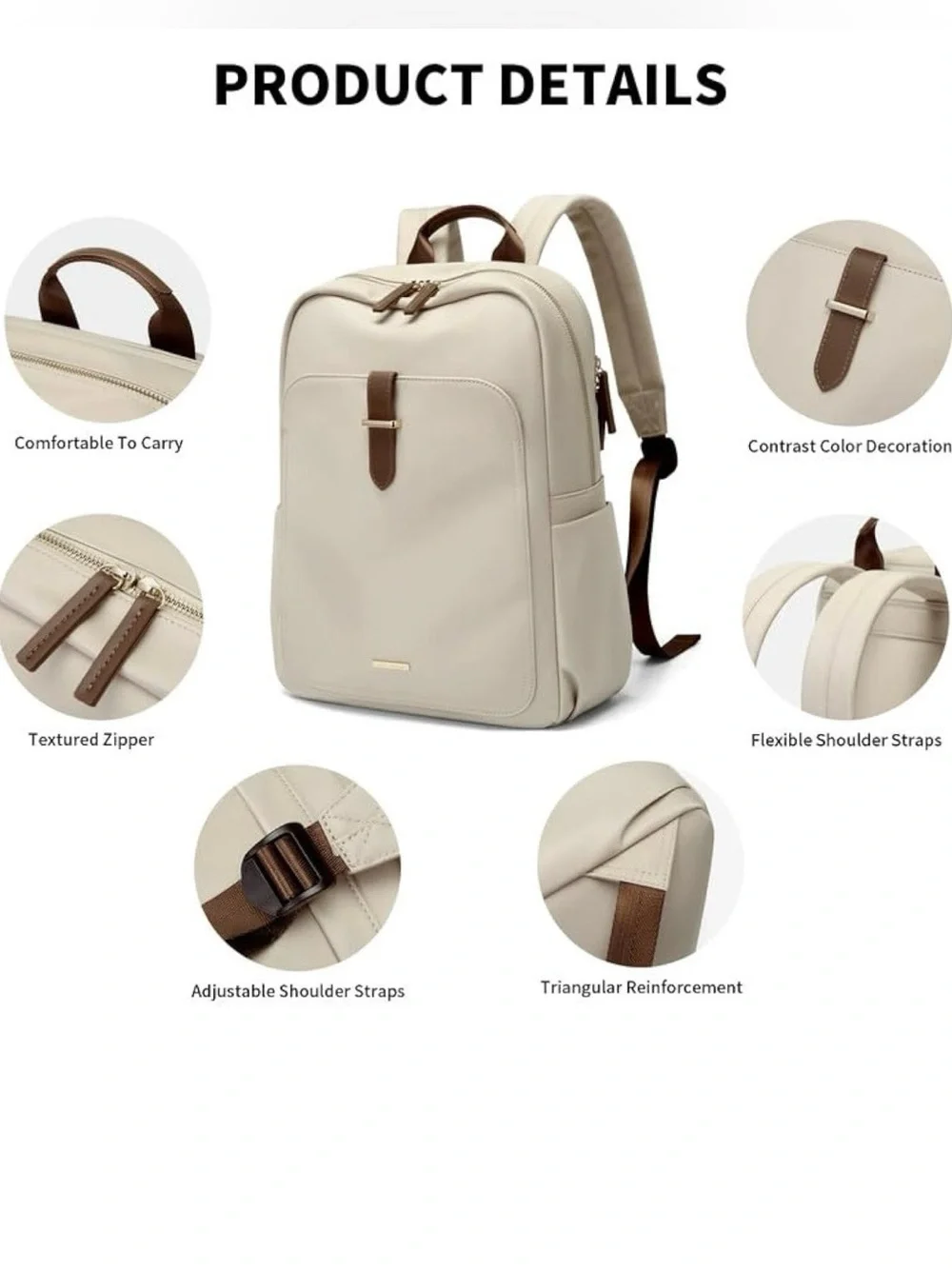 GOLF Apricot  Backpack with Brown Trim - Picture 5 of 6